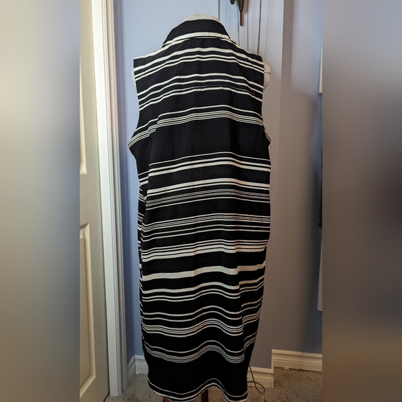 Spense sz18W black/white striped sleeveless button shirt dress VGUC - Picture 2 of 7
